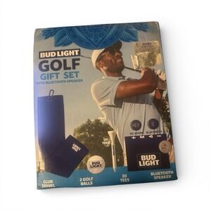 Bud Light Golf‎ Gift Set W/Bluetooth Speaker, Club Towel, 20 Golf Fees, 2 Balls